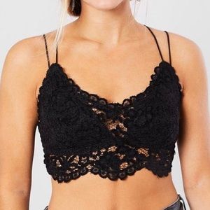 NWT FP Black Celine Velvet Bralette Size S